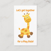 Adorable Giraffe Playdate Telefonnummerkarte (Vorderseite)