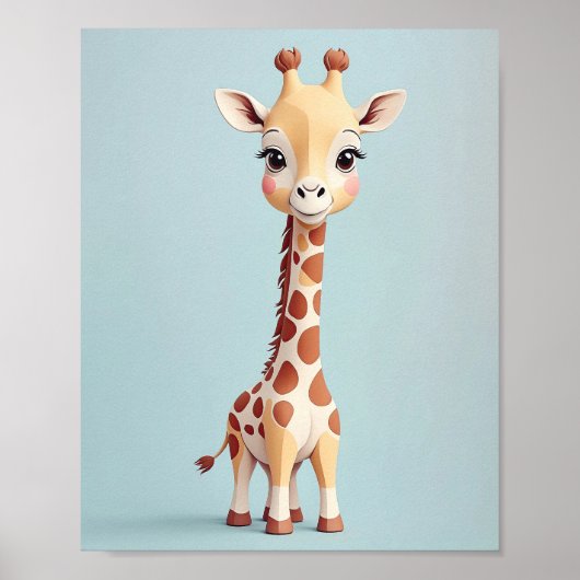 Adorable Giraffe - Safari Kinderzimmer Poster (Vorne)