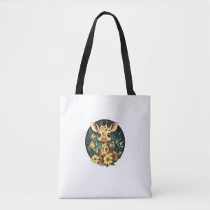 Adorable Giraffe umgeben von Blume _5_1 Tasche