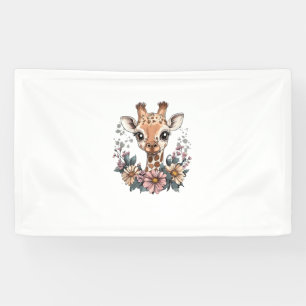 Adorable Giraffe umgeben von Blume _6 Banner