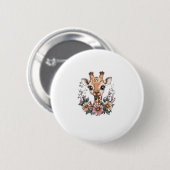 Adorable Giraffe umgeben von Blume _6 Button (Vorne & Hinten)