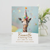 Adorable Giraffe zum Geburtstag Einladung (Stehend Vorderseite)