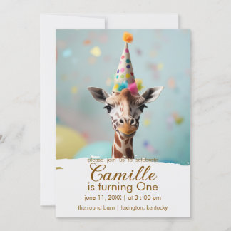 Adorable Giraffe zum Geburtstag Einladung
