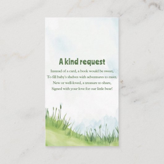 Adorable Girl Bär "Bücher statt Karten" Begleitkarte (Rückseite)