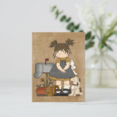 Adorable Girl Country Doll Postkarte (Stehend Vorderseite)