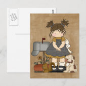 Adorable Girl Country Doll Postkarte (Vorne/Hinten)