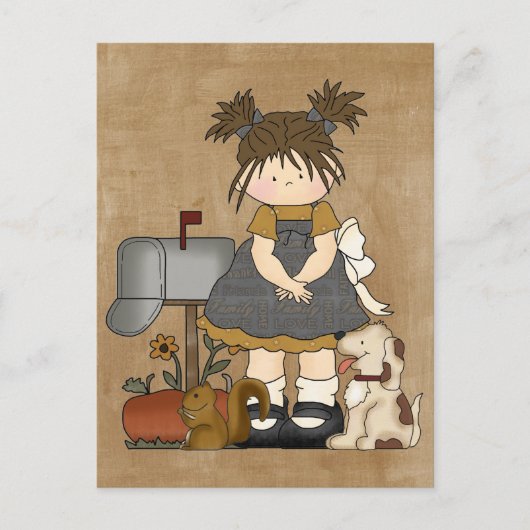 Adorable Girl Country Doll Postkarte (Vorderseite)