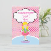 Adorable Girl Ice Skaten zum Geburtstag Einladung (Stehend Vorderseite)