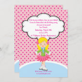 Adorable Girl Ice Skaten zum Geburtstag Einladung (Vorne/Hinten)