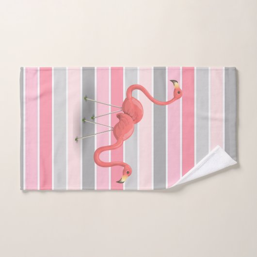 Adorable Girl Niedlich Flamingos, Streifen Badhandtuch Set (Handtuch)
