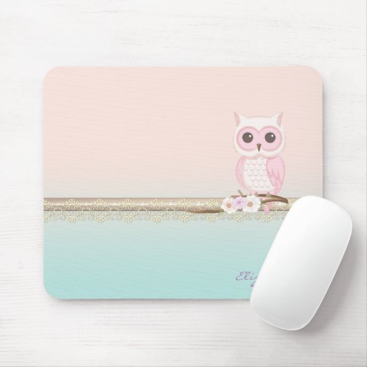 Adorable Girl Niedlich Pink Owl Mousepad (Mit Mouse)