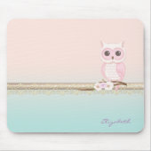 Adorable Girl Niedlich Pink Owl Mousepad (Vorne)