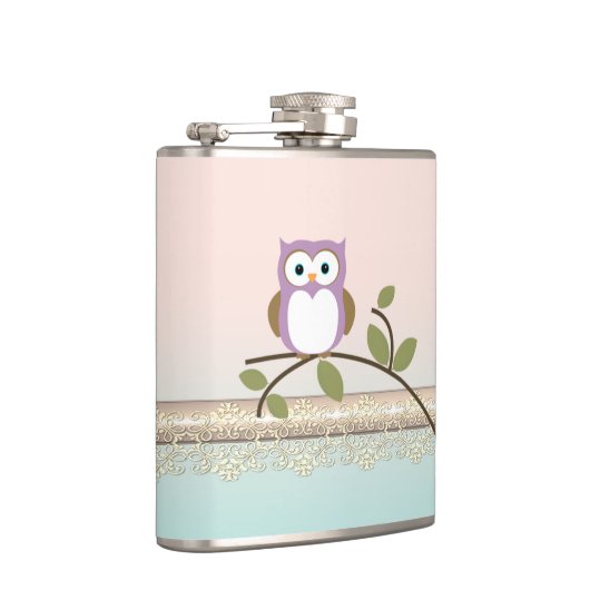 Adorable Girl Niedliche Eule Flachmann (Rechts)