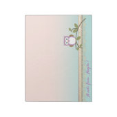 Adorable Girl Niedliche Eule, Personalisiert Notizblock (Rotiert)