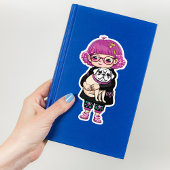 Adorable Girl umarmt einen Mops Aufkleber