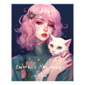 Adorable Girl verkörpert ihre geliebte Katze Fotodruck (Vorne)