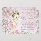 Adorable Girl Vintag Pink Babydusche Einladung (Vorne/Hinten)