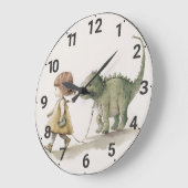Adorable Girl Walking Dinosaurieruhr Große Wanduhr (Winkel)