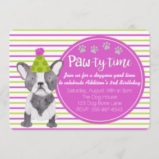 Adorable Girl's Dog Welpe zum Geburtstag Einladung