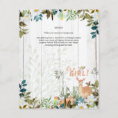 Adorable GIRLS Woodland Deer Baby Dusche Rustikal Flyer (Hinten)