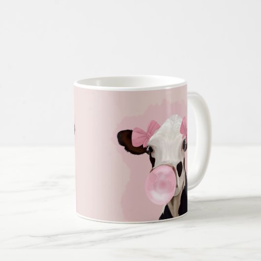 Adorable Girly Cow Bubblegum Pink Kaffeetasse (VorderseiteRechts)