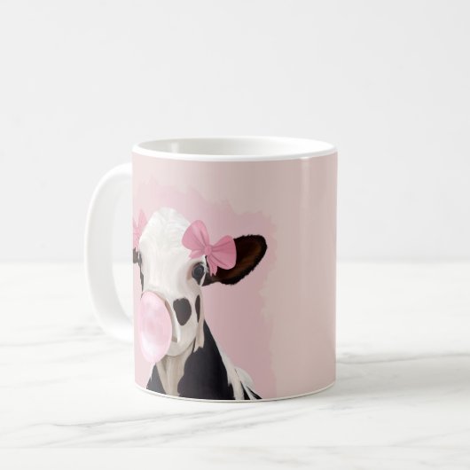Adorable Girly Cow Bubblegum Pink Kaffeetasse (Vorderseite Links)