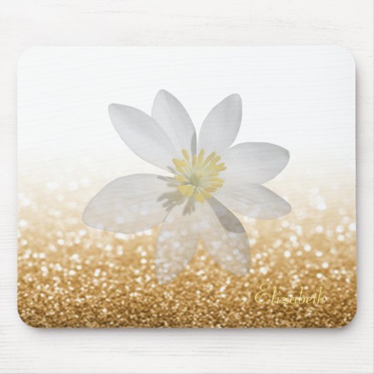 Adorable Girly, Daisy, Glittery, Bokeh, Personalis Mousepad (Vorne)