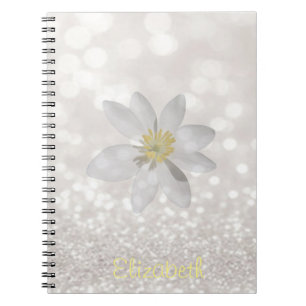 Adorable Girly, Daisy, Glittery, Bokeh, Personalis Notizblock