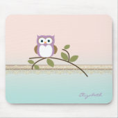 Adorable Girly Niedlich Owl Personalisiert Mousepad (Vorne)