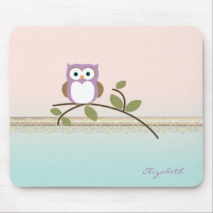 Adorable Girly Niedlich Owl Personalisiert Mousepad