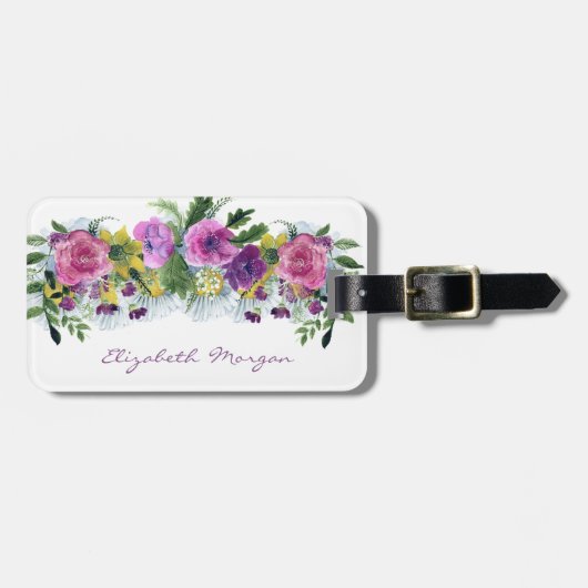 Adorable Giro Watercolor Blume Gepäckanhänger (Vorderseite horizontal)