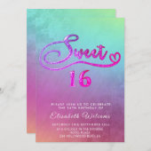 Adorable Glam holografischen Glitzer Skript ombre Einladung (Vorne/Hinten)