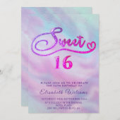 Adorable Glam holografisches Glitzer Skript ombre Einladung (Vorne/Hinten)