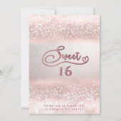 Adorable Glam Rose Gold Glitzer Skript ombre Invi Einladung (Rückseite)