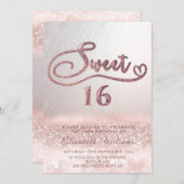 Adorable Glam Rose Gold Glitzer Skript ombre Invi Einladung (Vorne/Hinten)