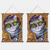 Adorable Gläser mit Hipster Cat Wandteppich Mit Holzrahmen (Doppelt)