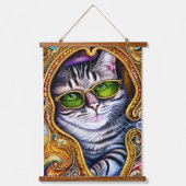 Adorable Gläser mit Hipster Cat Wandteppich Mit Holzrahmen (Vorderseite 2)