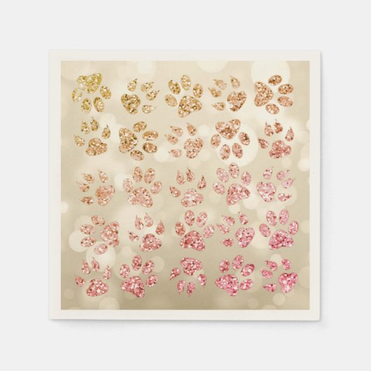 Adorable Glitzer Dog Paw Prints, Bokeh Serviette (Vorderseite)