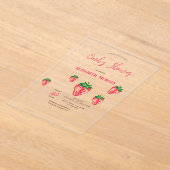 Adorable Glitzer Erdbeeren Dots Baby Dusche Acryleinladungen (Ablage )