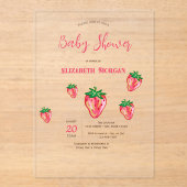 Adorable Glitzer Erdbeeren Dots Baby Dusche Acryleinladungen (Vorderseite)