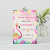 Adorable Glitzer Rosa Flamingo Palm Blätter Einladung (Stehend Vorderseite)