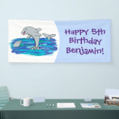 Adorable glückliche Delfine personalisiert Geburts Banner (Messe)