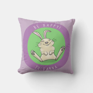 Adorable glückliche lila Kaninchen Cartoon Kissen