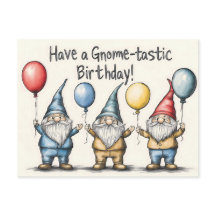 Adorable Gnome Birthday Illustration mit Balloons