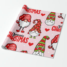 Adorable Gnome Gnomie Christmas Holiday Pattern Geschenkpapier