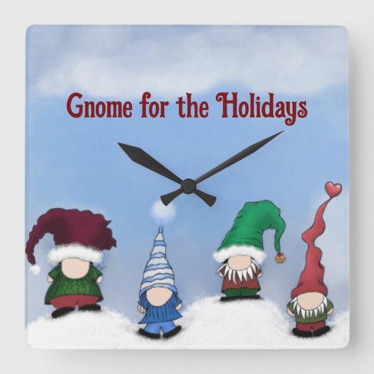 Adorable Gnome Posse Quadratische Wanduhr (Vorderseite)
