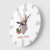Adorable Gnome Sleigh Weihnachten Große Wanduhr (Winkel)