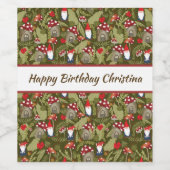 Adorable Gnome und Pilze Personalisiert Weinetikett (Einzelnes Label)