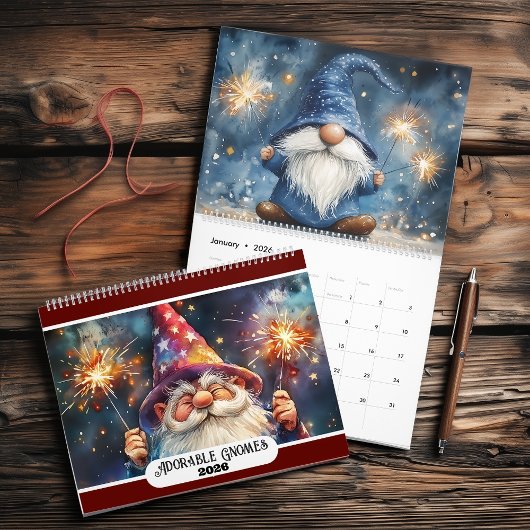 Adorable Gnomes 2026 Medium Zwei Seiten Kalender