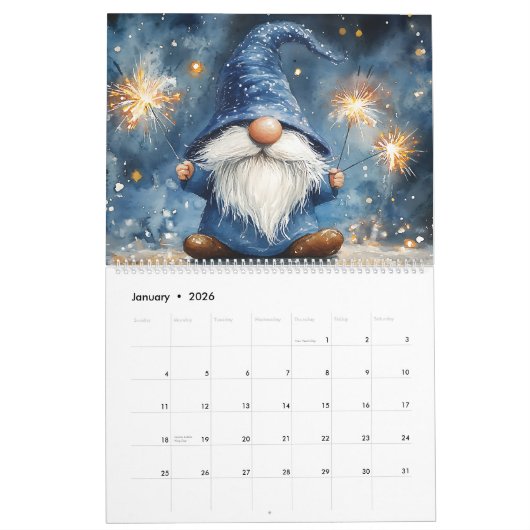 Adorable Gnomes 2026 Zwei Seiten groß Kalender (Jan 2026)